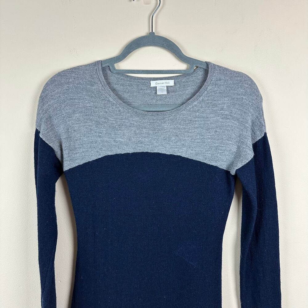 Garnet Hill 100% Merino Wool Sweater Dress XS‎ Colorblock Quiet Luxury Old Money - Picture 3 of 7